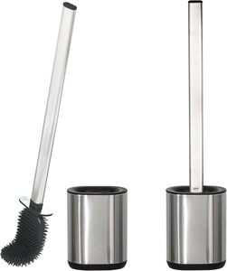 New Design Double-sided Stainless Steel Cleaning Toilet Soft <b>Brush</b> TPR Material Silicone Toilet <b>Brush</b> Holders With Base Set - Product Image 1