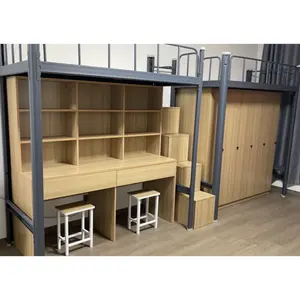 Casa litera doble litera para adultos y niños litera sólida madera y metal habitación de los niños litera