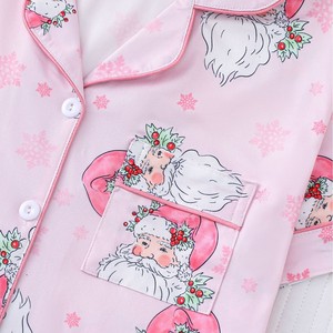 Set piyama wanita lengan pendek, pakaian tidur Natal bercetak kasual merah muda lembut 2025 - Product Image 4