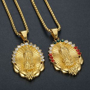 yunnique Rhinestone Oval Pendant Necklace Stainless Steel Unisex Clavicle Chain Gift Jewelry - Product Image 4
