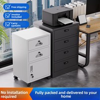 Armoire de rangement sous bureau en acier avec roulettes mobiles et serrure, 2 tiroirs – Rangement ignifuge et résistant à l'humidité, design moderne, fabriqué au Henan
