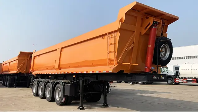 lower price 3 axles 40 cubic meters 40-80 tons tipper tipping semi dump trailer for truck