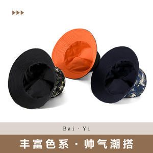 หมวกบักเก็ตผ้าแคนวาสแบบกลับด้านได้ หมวกกันแดดกลางแจ้งสำหรับทุกเพศ พร้อมสายรัดปรับได้สำหรับผู้ชายและผู้หญิง - Product Image 2