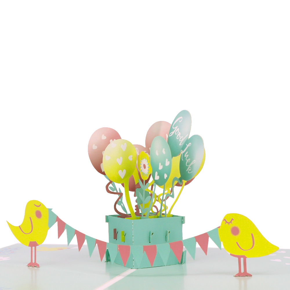 Custom funny 3d pop up balloon bulk happy birthday invitation greeting gift cards