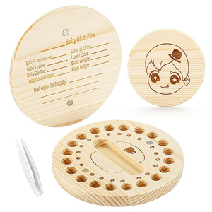 Low MOQ custom high quality baby deciduous teeth wooden tooth box