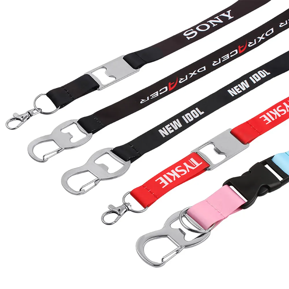 Многоцветный дизайнерский брелок на заказ, открывашка для ключей с принтом логотипа, держатель для карт, шейный нейлоновый шнурок из полиэстера