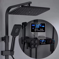 Salle de bain de luxe 4 fonctions bouton contrôle mural intelligent douche mitigeur robinet Led affichage numérique pluie système de douche ensemble
