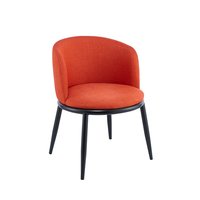 Chaises de salle à manger en tissu orange avec accoudoir confortable de conception populaire avec pied de pulvérisation en métal noir