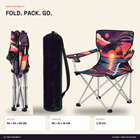 Chaise de camping en gros Camp Master avec accoudoir unique, porte-gobelet et logo et motif personnalisés pour le camping musical