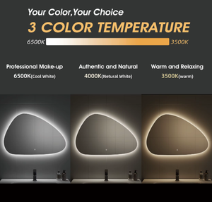 Irregular retroiluminado inteligente sin marco iluminado asimétrico en forma de gota de agua con espejo Led de baño ligero - Product Image 4