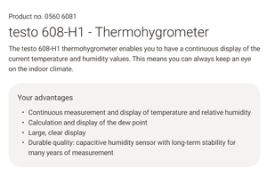 Monitor Digital de Temperatura y Humedad Testo 608-H1, Termohigrómetro de Escritorio - Product Image 4
