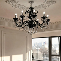 DUOMEIJU Lustre en cristal vintage de luxe moderne français pour hôtel, îlot de cuisine, hauteur réglable