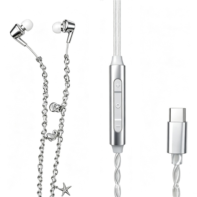 New Necklace Wired Earphones in Ear Type-C High Quality Digital Decoding Chip for Android and Iphone17 Calling Wired Earphones
