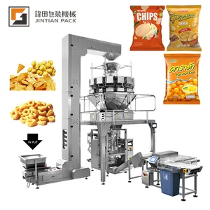 Automatic VFFS granular coffee bean snack candy potato chips packing multi head weigher 50-500g food weighing packaging machine