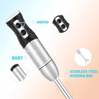 Mixeur plongeant 300W en acier inoxydable durable, 4 lames à coupe profonde, démarrage rapide, contrôle des paramètres, capacité multi-recettes pour usage domestique