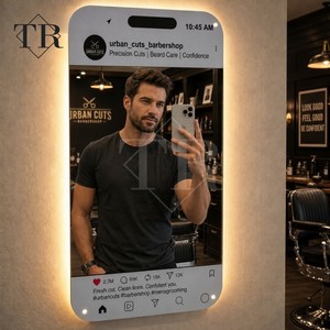 Espejo LED con Sensor Personalizado TURRI, Letrero de Espejo Social Midea, Luz de Pared para Selfies Estilo Instagram, para Salón de Belleza, Tienda, Estudio - Product Image 1