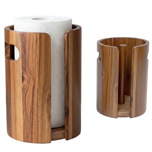 Solid Wood Round <b>Paper</b> Towel Holder Upright Rotating Storage For <b>Kitchen</b> Bathroom Table Use - Product Image 1
