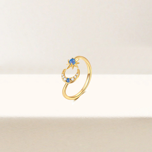 Bagues en argent sterling 925 véritable pour femmes, bague à opale bleue brillante, bague de mariage classique de luxe, bijoux - Product Image 2