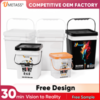 Vente en gros seau carré en plastique personnalisé de haute qualité avec couvercle seau carré de stockage des aliments de 5 gallons avec poignée