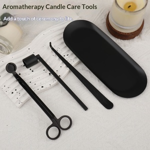 Stainless Steel <b>Candle</b> Tool 4 Set <b>Candle</b> Snuffer <b>Wick</b> Trimmer <b>Candle</b> Holder Tray Straight <b>Candle</b> Accessory Kit - Product Image 1