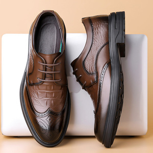 รองเท้าบร็อกผู้ชาย หนังวัวแท้ คุณภาพสูง ส้นเตี้ย เหมาะสำหรับงานแต่งงาน ธุรกิจ ลำลอง และงานทางการ - Product Image 2