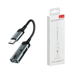 Conector de auriculares 2 en 1 tipo C a 3,5mm y adaptador de carga PD 60W USB C Hifi digital Audio Aux Splitter para iPhone 15