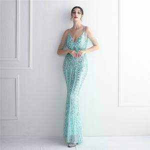 Nouvelle Arrivée 2026 – Robe de <span class=keywords><strong>Soirée</strong></span> Longue Ajustée à Bretelles Fines, Ornée de Perles Florales et de Paillettes, Idéale pour Galas et Dîners de Gala - Product Image 3