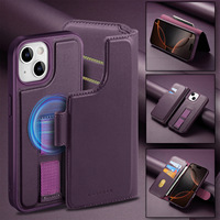 Support coulissant multi-angles pour coque de téléphone Apple 18 avec insert en cuir pour cartes, protection en cuir véritable pour iPhone 17, 16, 15, 14