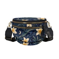 Sac banane personnalisé à imprimé Plumeria Hawaïen pour femme, idéal pour le shopping, les voyages, le quotidien et les programmes d'étiquetage privé