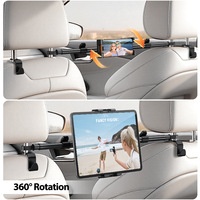 Support de tablette pour appuie-tête de voiture en alliage d'aluminium à double tige flexible, réglable pour iPad de 7 à 10,9 pouces