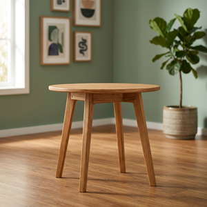 <b>Solid</b> Teak <b>Round</b> <b>Dining</b> Side <b>Table</b> with Five Angled Legs Contemporary Design Eco-Friendly Durable <b>Dining</b> Room Furniture 2-Seater - Product Image 4