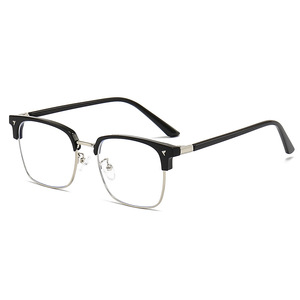 Montures de lunettes rectangulaires demi-cerclées unisexes, verres en Tr90, protection anti-lumière bleue pour hommes et femmes, verres plats Yc9536 A3 - Product Image 4
