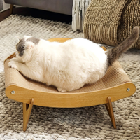 Lit pour chat en bois en forme de crabe, griffoir respirant en sisal avec support pour animaux de compagnie d'intérieur