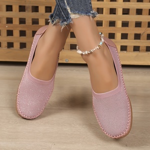 Mocassins en tricot respirant pour femmes, chaussures de marche décontractées à talon bas de 3 cm, chaussures plates légères et confortables antidérapantes - Product Image 2