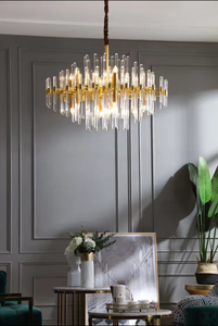 Vente chaude italien minimaliste cristal tube or lustres plafond luxe chambre restaurant lampe - Product Image 3