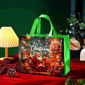 Bolsas de Regalo de Navidad Reutilizables, Bolsas de Tela No Tejida con Asas para Compras Navideñas, Recuerdos de Fiesta, Suministros para Envolver, Promoción - Product Image 2