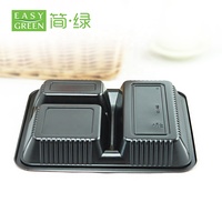 Boîte à lunch jetable en plastique, contenant pour aliments de restaurant PP 3 compartiments avec couvercle transparent pour micro-ondes ml