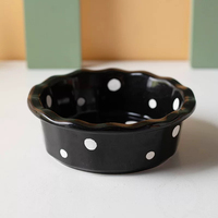 Support de gamelle pour animaux de compagnie en céramique et acrylique anti-basculement à pois de style coréen pour chats et petits chiens