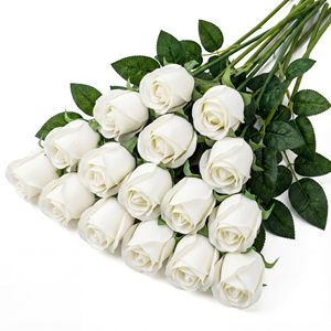 Vente en gros de fleurs de rose artificielles de haute qualité, aspect réaliste, pour la décoration de mariage, fleurs de rose en soie rouge - Product Image 1
