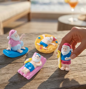Miniature di Babbo Natale Estivo in Resina, Gnomi Galleggianti, Statuette Natalizie in Miniatura <span class=keywords><strong>per</strong></span> Decorazioni <span class=keywords><strong>Torte</strong></span> di Compleanno, Bomboniere <span class=keywords><strong>per</strong></span> Feste in Spiaggia, Confezione Multipla - Product Image 2