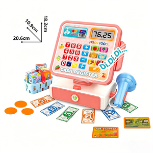 Juego de juguete de caja registradora de simulación con luz, sonido, escáner, calculadora y dinero de juguete, juguete educativo de supermercado para niños - Product Image 5