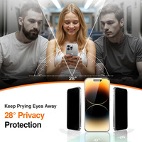 Protection d'écran anti-espion 28 degrés en verre trempé pour usage quotidien, compatible iPhone 17 16 15 14 13 12 11 Pro Max, Kit Magic Box