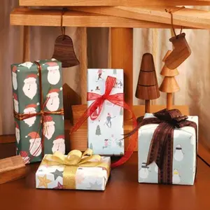 Rouleau de papier de soie de Noël personnalisé papier d'emballage cadeau LOGO personnalisé autres décorations de Noël papier d'emballage