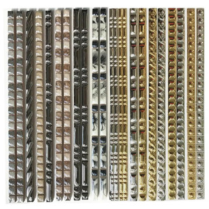 Carreaux muraux décoratifs en céramique dorée avec motifs dorés et argentés, bordure crayon, différentes tailles disponibles pour maison et hôtel, <span class=keywords><strong>40</strong></span> - <span class=keywords><strong>60</strong></span> <span class=keywords><strong>cm</strong></span> - Product Image 1