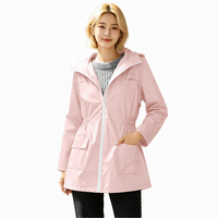 Veste softshell légère à capuche pour femme AQTQ, imperméable et coupe-vent, avec fermeture éclair, idéale pour la randonnée