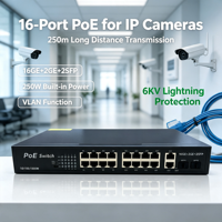 Switch PoE ANPA AP-30416GE AI de 16 Puertos Gigabit con 2 Uplinks, 2 SFP, VLAN, Protección contra Rayos de 6KV, Extensión de 250m, Apilable para Cámaras IP CCTV