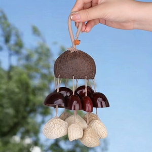 Wholesale Natural Fruit Shell <b>Wind</b> <b>Chime</b> Hand‑crafted Bodhi Seed Bell Pendant - Product Image 3