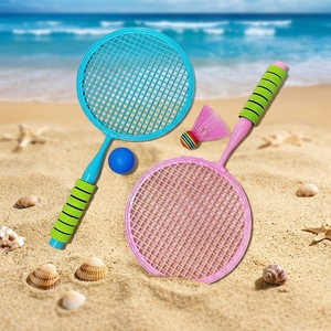 <span class=keywords><strong>Jeu</strong></span> de raquettes de tennis amusant pour enfants en plastique avec poignée en EVA, raquettes rondes pour jeux de plein air - Product Image 3