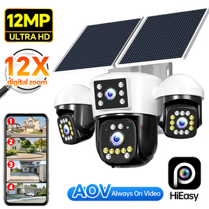 Telecamera <span class=keywords><strong>di</strong></span> Sicurezza Solare PTZ 12MP con 4 Lenti, Registrazione 24/7, Telecamera <span class=keywords><strong>di</strong></span> <span class=keywords><strong>Sorveglianza</strong></span> <span class=keywords><strong>Esterna</strong></span> 4G, Visione Notturna a Colori, Rilevamento del Movimento - Product Image 1