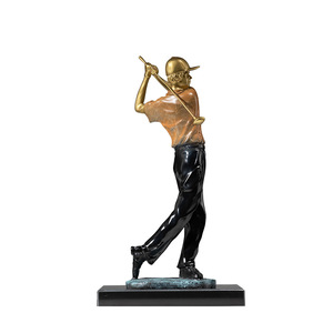 Figura de jugador de golf en bronce, cobre y oro, escultura artística hecha a mano para decoración de sala de estar - Product Image 1